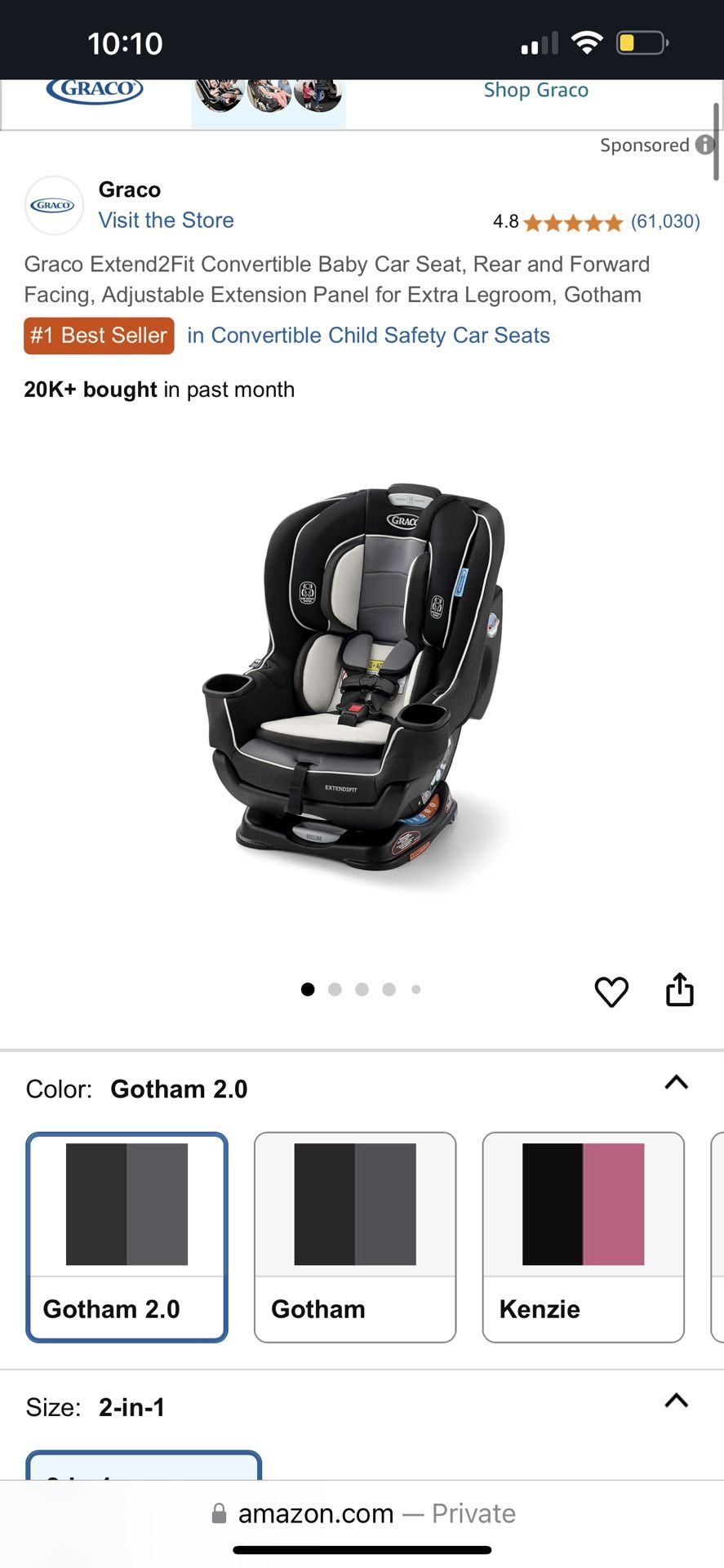 Graco Extend2Fit Convertible Car seat