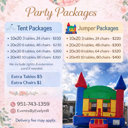 Tables, chair, tent, jumper