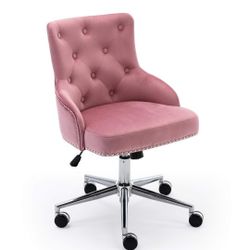 New Modern Mid-Back Tufted Velvet Fabric Computer Desk Chair Swivel Adjustable Accent Home Office Task Chair Executive Chair with Soft Seat 