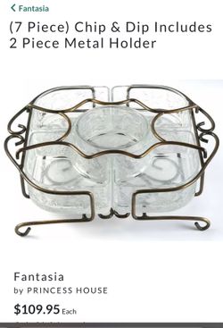 Princess House Fantasia Veggie & Dip Serving Tray w/ Metal Stand