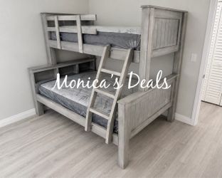 Solid Wood Twin/Full Bunk Bed With Mattresses $900