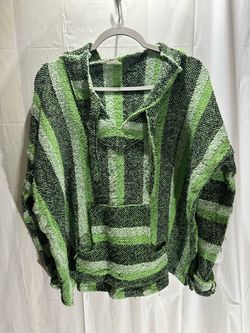 Women’s Baja Hoodie Hippie Poncho Rug Surfer Boho Bohemian Festival Shirt Sz XXL