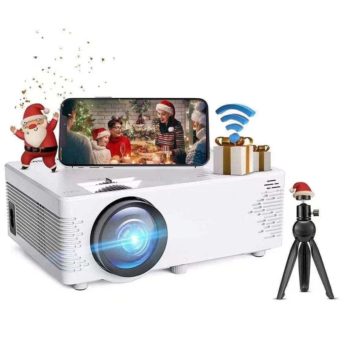 2026 Upgraded Mini Portable Projector 4200 Lux WiFi Wireless Synchronize Smart Phone Screen,1080P Supported 180" Display, Multimedia Connections, Comp