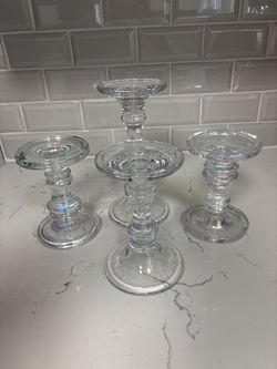 Elegant Iridescent Glass Candle Holders – Set of 4