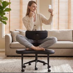 Black Cross-Legged Office Chair with Wheels