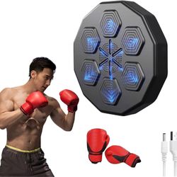 Wall Mounted Boxing Pads Indoor，Music Boxing Machine with Gloves,Smart Bluetooth,Indoor Boxing Training Punching，for Youth and Adults, Stress Relief，A