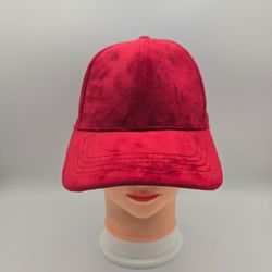 Unbranded Red Burgundy Velvet Adjustable StrapbackHat