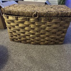 Large Woven Storage Basket with Lid