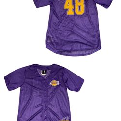 Los Angeles Lakers #47 Purple Baseball Jersey Men’s Small 