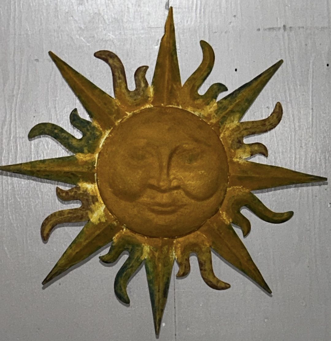 Large 30” Sun Painted Rustic Metal Celestial Garden Decor Art Patio Outdoor Mexican Farmhouse Wall Art