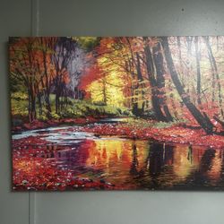 J. Martin Gleason Signed Canvas Print Forest River Landscape Unframed