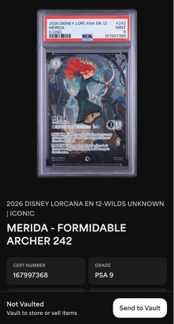 Disney lorcana merida formidable archer iconic psa 9