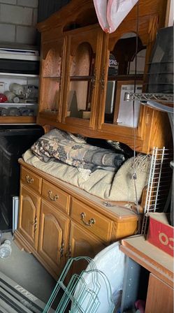 Solid Oak Cabinet w/Glass Doors