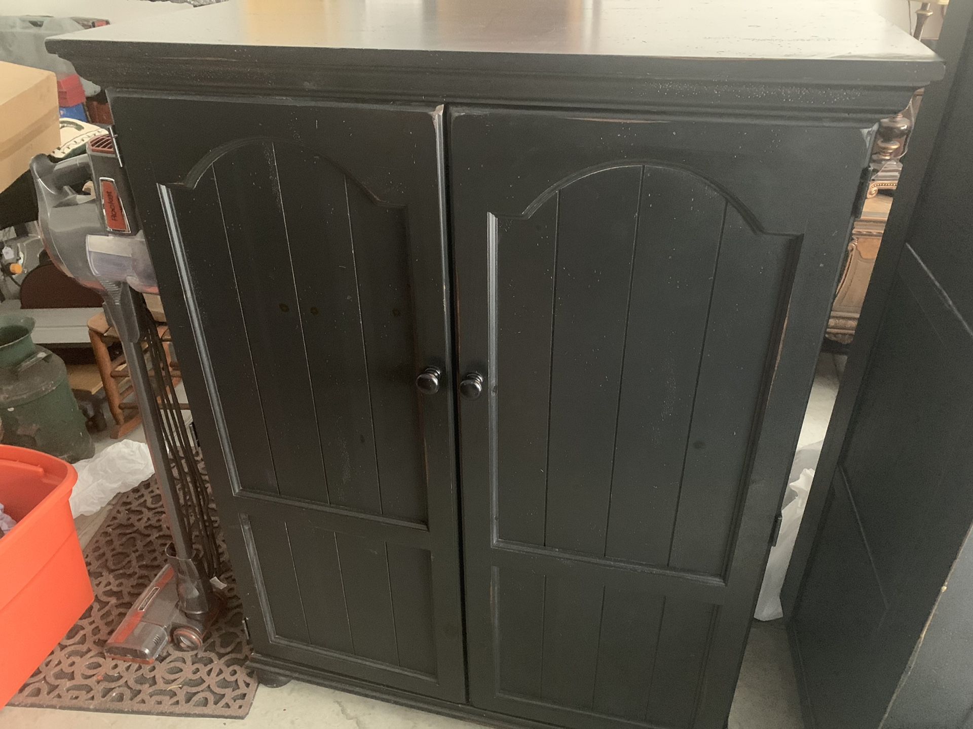 Broyhill Attic Heirlooms (distressed black) computer desk and television armoire. Purchased for $2500.00 selling for $1250.00 negotiable