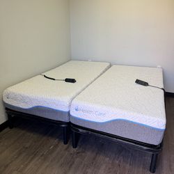 Split King Adjustable base with Mattresses