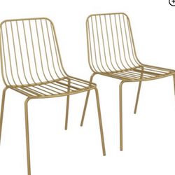 DHP Caden Wire Dining Chair, Set of 2, Gold Metal