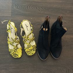New Yellow Sandals & Black 3/4 Boots