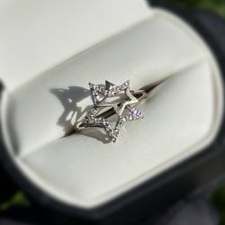 Jewelry 10k solid white gold diamonds 0.2CTW ring sz 6.50