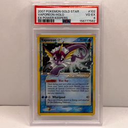 2007 POKEMON EX POWER KEEPERS GOLD STAR #102 VAPOREON-HOLO PSA 4