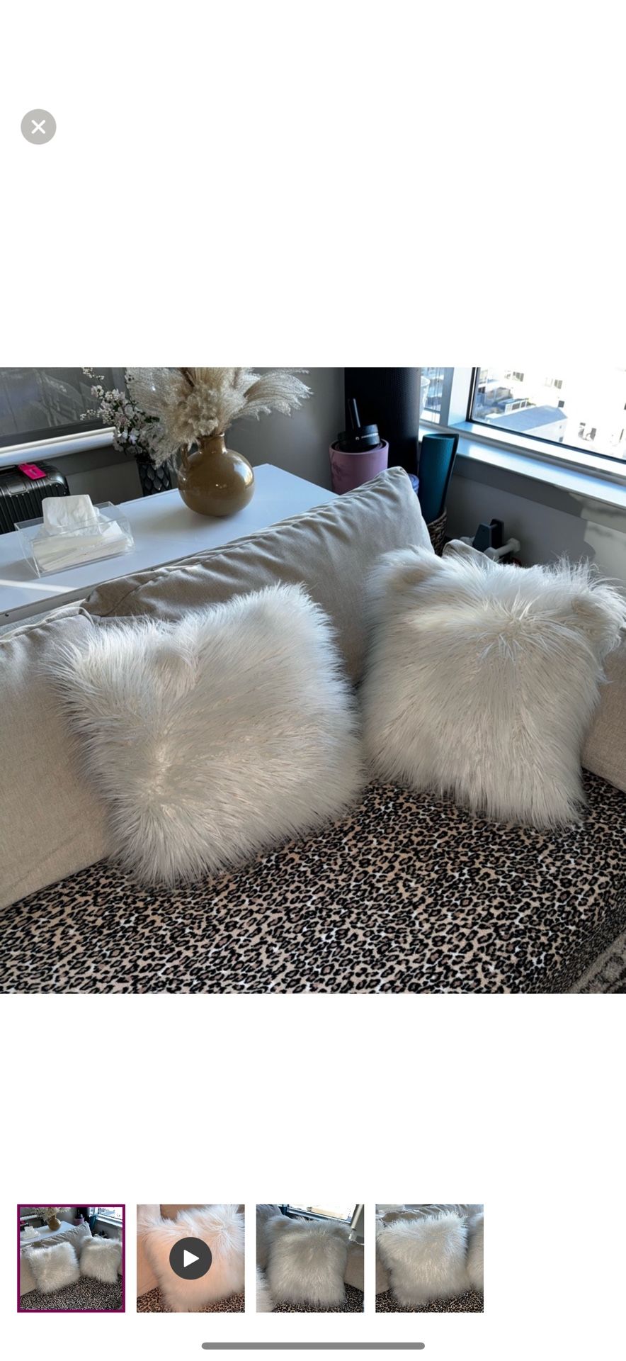 White Faux Fur Throw Pillows Set of 2