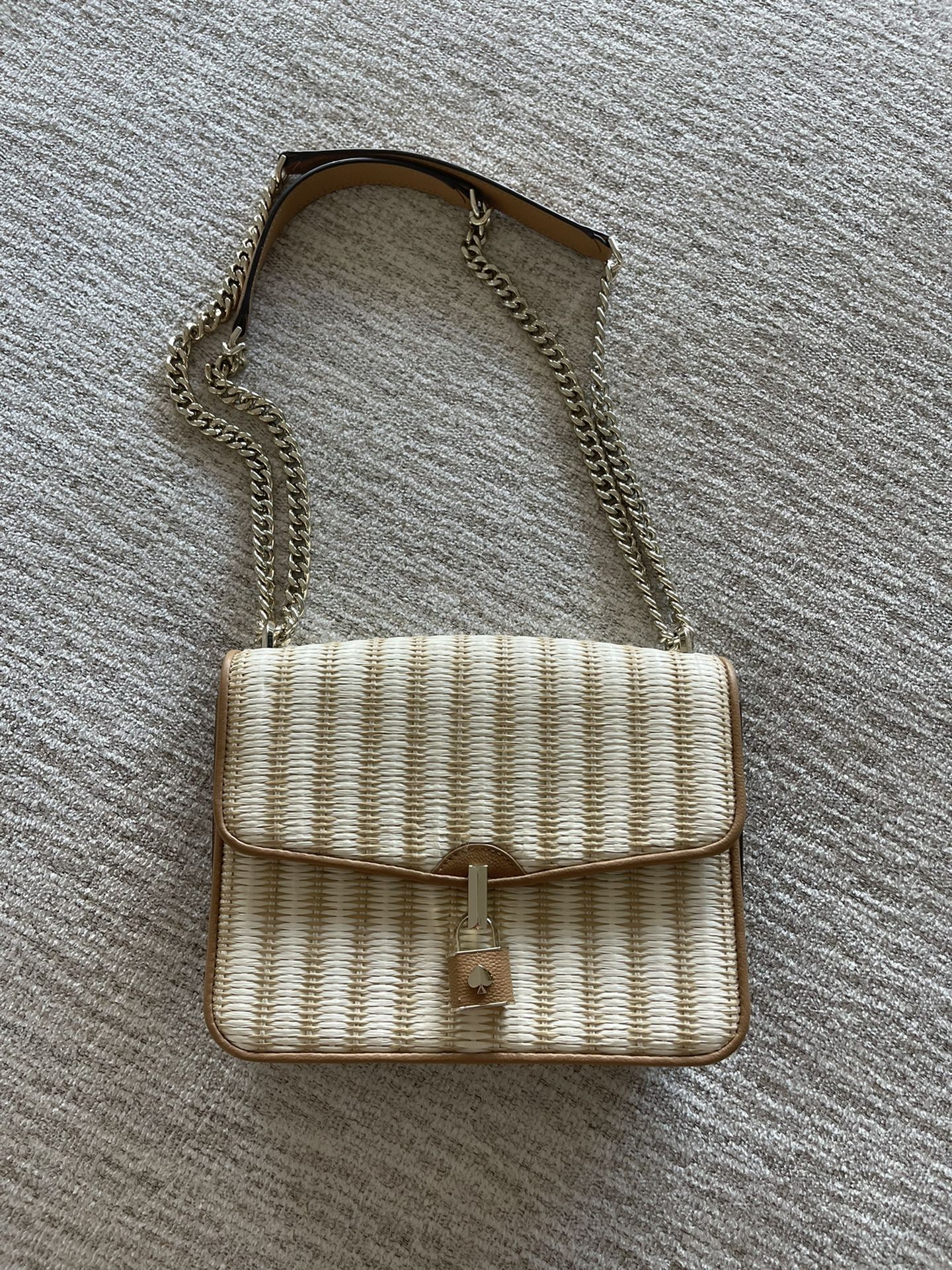 Kate Spade New York Locket Straw Large Flap Shoulder Bag