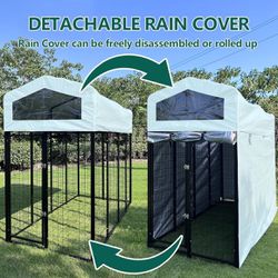 Large Dog Kennel Outside with Full Coverage Windproof Anti-UV Cover,Heavy Duty Outdoor Dog Kennel with Secure Lock for Backyard