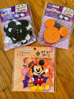 Daiso Mickey Mouse Head Halloween Costume Felt Garland Set Disney Party Decor