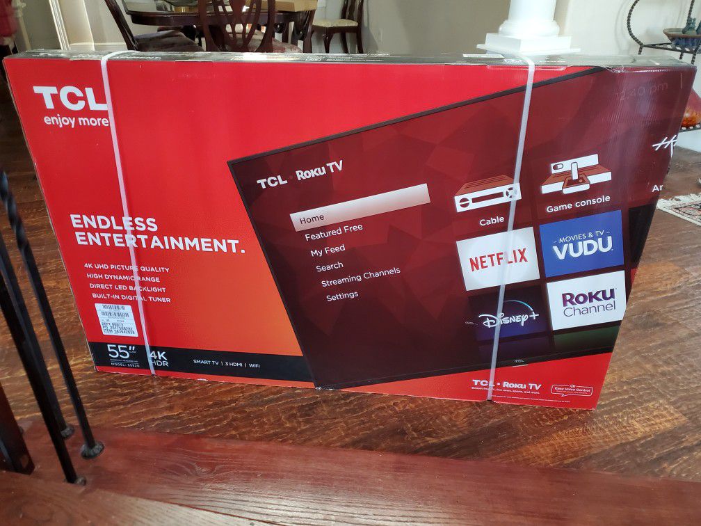 Tcl 55 inch roku 4k ultra smart led tv .... new in box and sealed