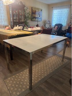 Ikea torsby Tempered  glass chrome table  53"x34"x 29"