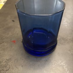 ANCHOR HOCKING Essex Cobalt Blue Glass 10 Sided Tumblers 3 3/4" 