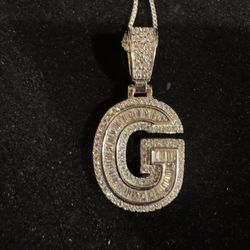 925 SILVER - MOISSANITE LETTER G PENDANT - CTTW 1.50 