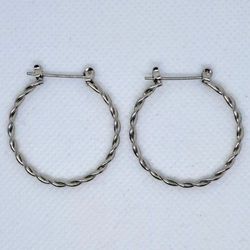 Hoop Earrings - Medium Silver (Surgical Steel) Braided Hoops