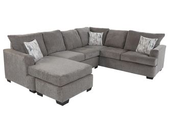 Gray Fabric L-Shaped Sectional Sofa with Chaise