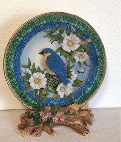 Plate Young TM 3D Blue Birdb Decor Plate Set
