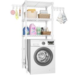 Ulif U8 Mini Laundry Room Storage Organizer, Over The Washer and Dryer Storage Shelves for Laundry Organization, 29.5”W x 17.3”D x 76.2”H, Suit Washin
