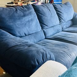 Modern Deep Blue Suede Couch