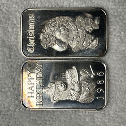 2 1oz .999 Silver Bars