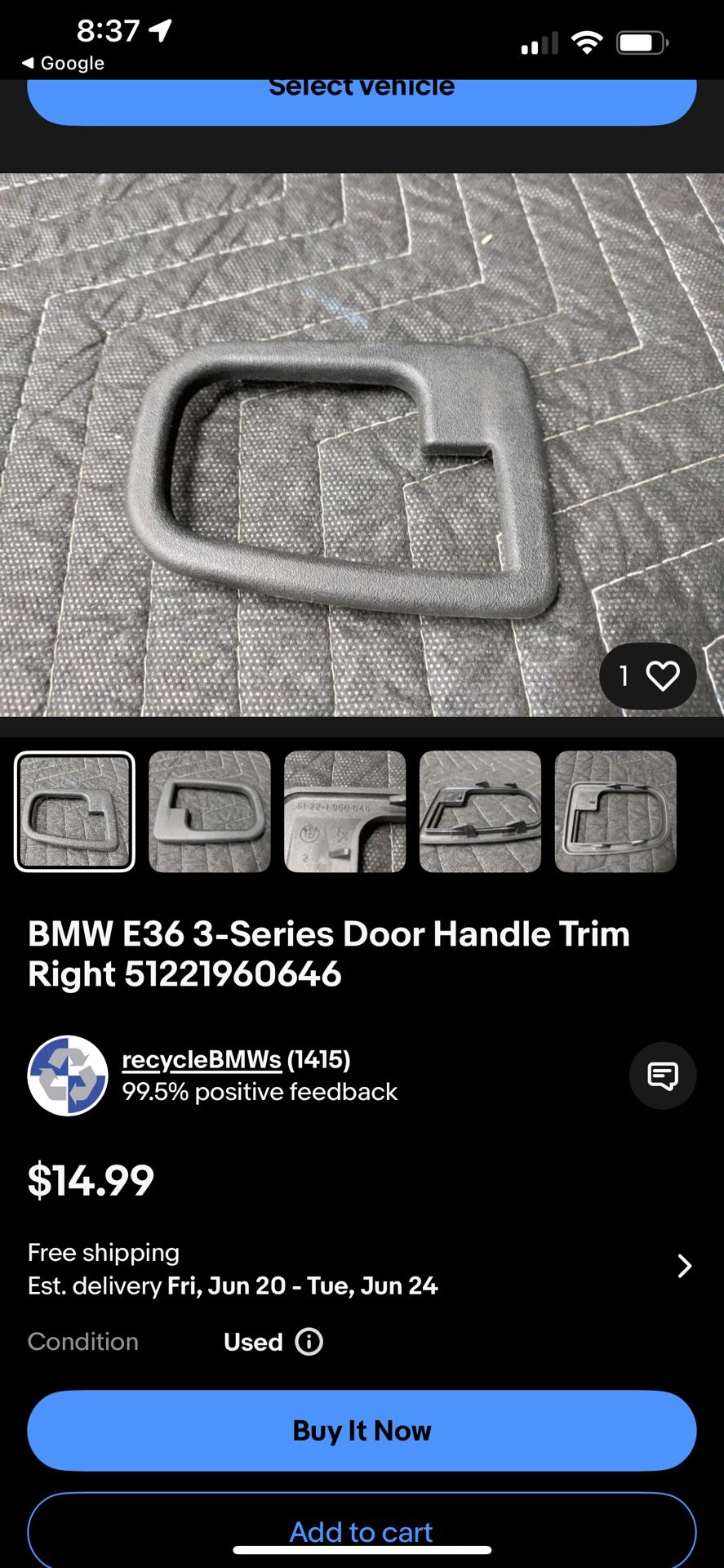 Bmw E36 3 Series Door Handle Trim