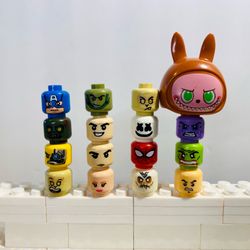 Custom LEGO Minifigure Heads (16 Pack) Unique Faces | New Compatible Accessories