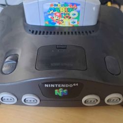Nintendo 64 System With Expansion Pack 4 Controller And Super Marion 64 Game 