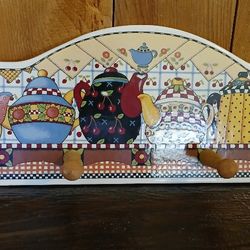 Mary Engelbreit Teapots Ceramic & Wood Peg Plaque 