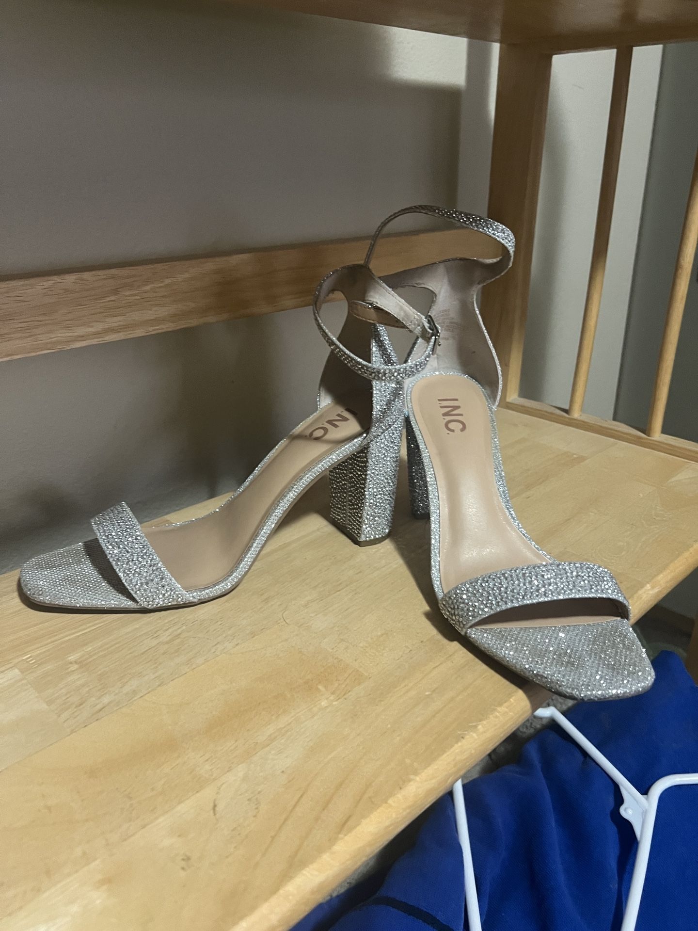 silver crystal rhinestone heels size 8