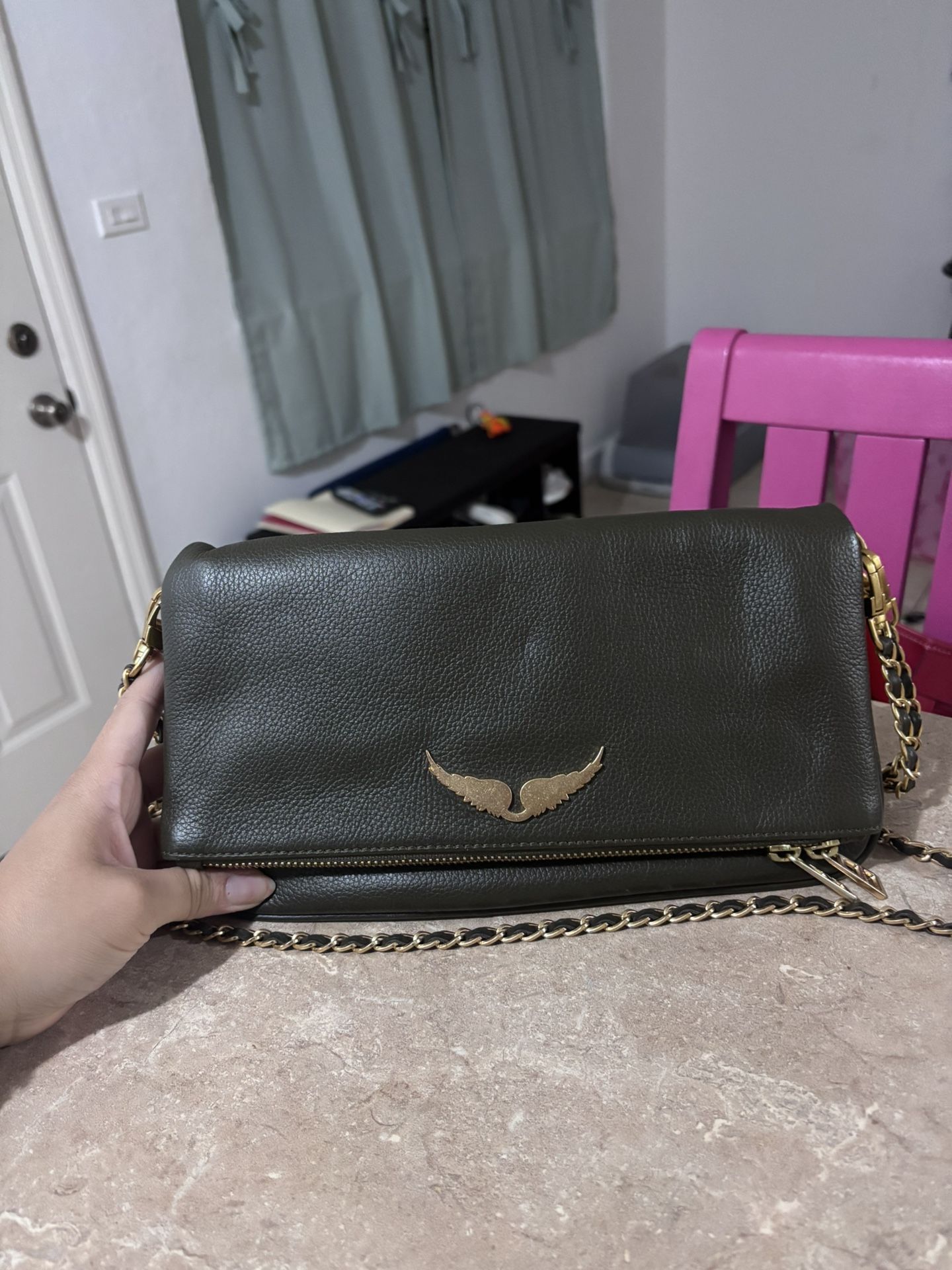 ZADIG VOLTAIRE LEATHER GREEN PURSE
