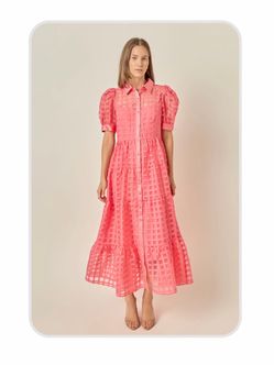 English Factory Grid Organza Maxi Dress