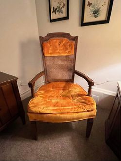 Vintage Cane-Back Accent Armchair