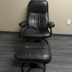 Leather Recliner Chair w/ Ottoman 
