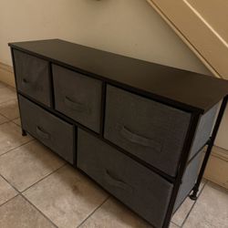 Set Of Two Fabric Dresser with 5 Drawers Storage Tower Organizer Wooden Top Bedroom Closet 39”x21”x12”