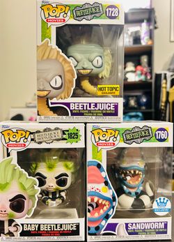3x Beetlejuice Funko Pop Figures Officially Licensed Brand New Unopened Hot Topic& Funko Exclusive MINT CONDITION Unopened