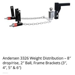 Andersen 3326 Weight Distribution – 8″ drop/rise, 2″ Ball, Frame Brackets (3″, 4″, 5″ & 6″) NEW!! Weight Distributer 