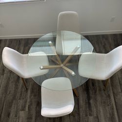 Round Glass Top Metal Base Dining Table